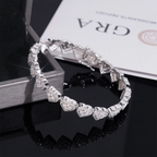 8MM S925 Silver Heart Shaped VVS Moissanite Cuban Link Chain Bracelet