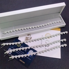 8MM Heart Shaped VVS Moissanite Cuban Link Chain Bracelet
