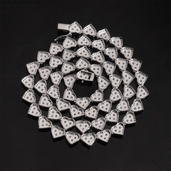 8MM Heart Shaped VVS Moissanite Cuban Link Chain Bracelet