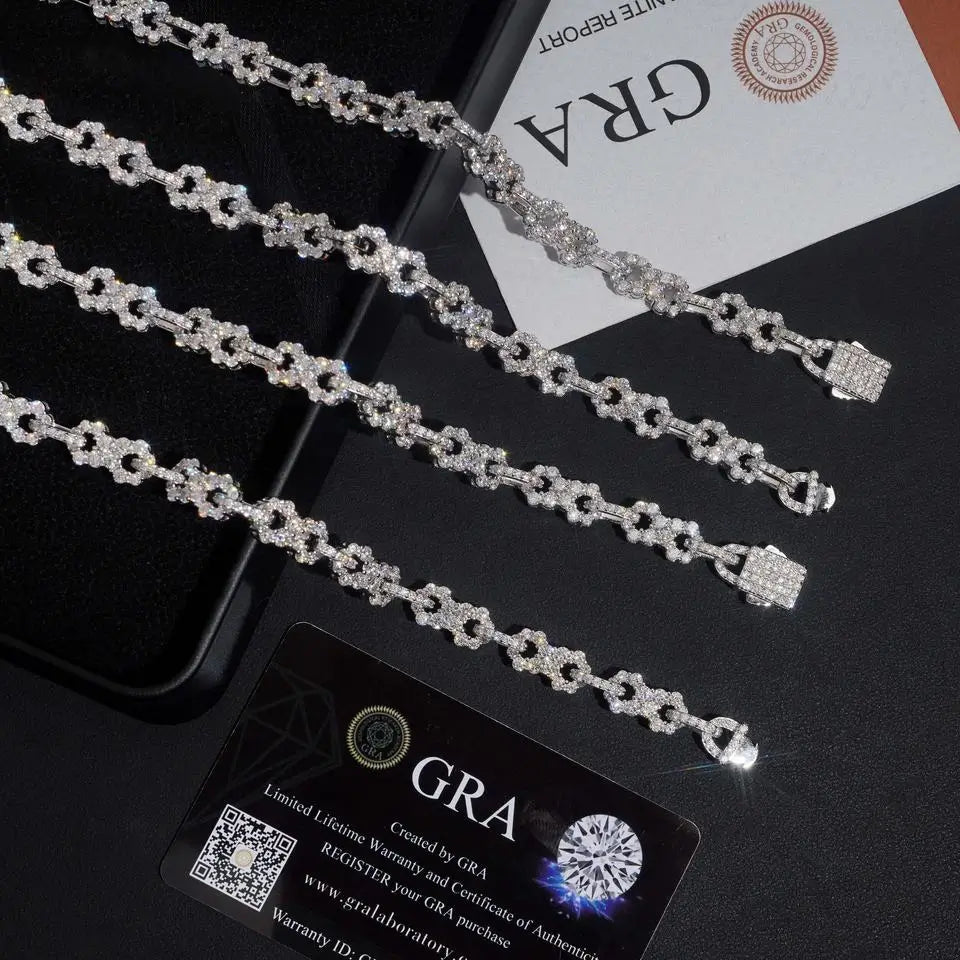 VVS Moissanite Infinity Bracelet 925 Silver 8.5mm Iced Out Chain