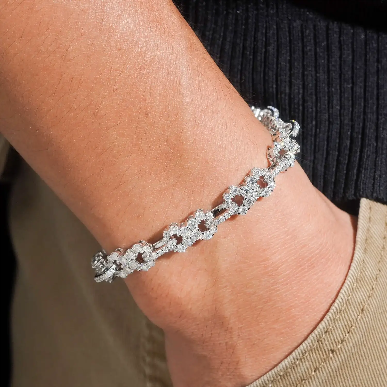 VVS Moissanite Infinity Bracelet 925 Silver 8.5mm Iced Out Chain