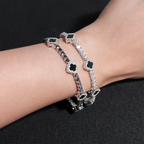 GL Black Onyx Clover 925 Silver Moissanite 3mm 5mm Tennis Chain