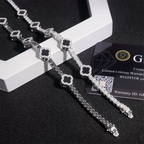 GL Black Onyx Clover 925 Silver Moissanite 3mm 5mm Tennis Chain