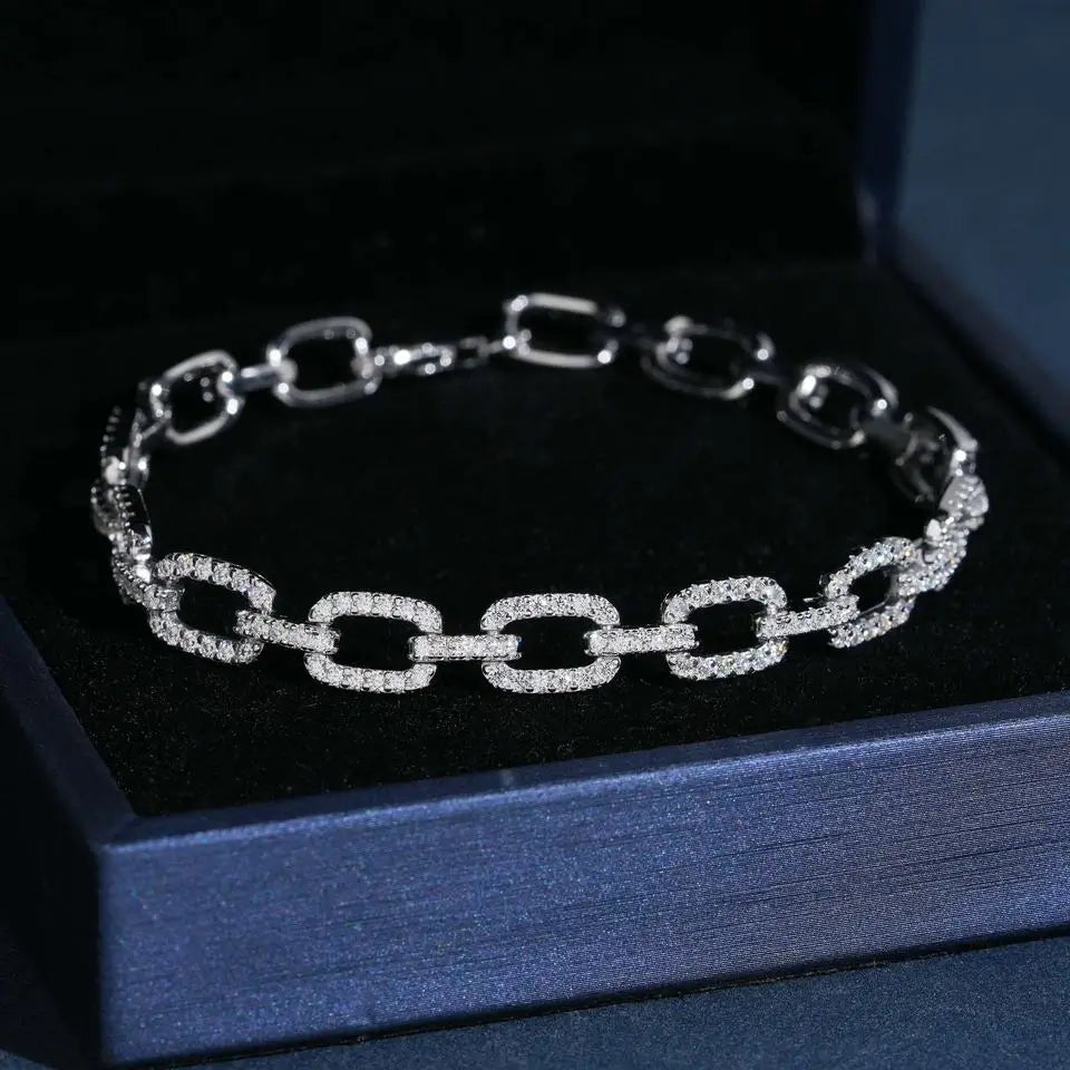 6.9MM VVS Moissanite Infinity Cuban Bracelet 925 Silver