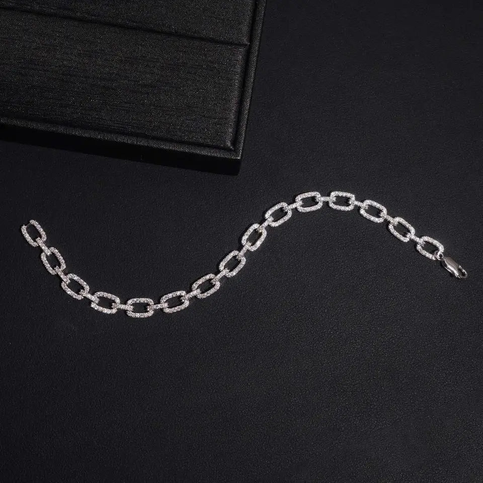 6.9MM VVS Moissanite Infinity Cuban Bracelet 925 Silver