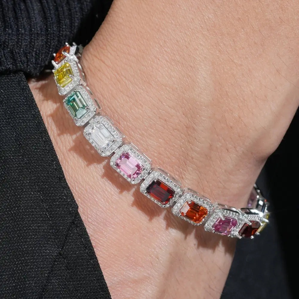 Emerald Cut VVS Color Moissanite Diamond Tennis Bracelet