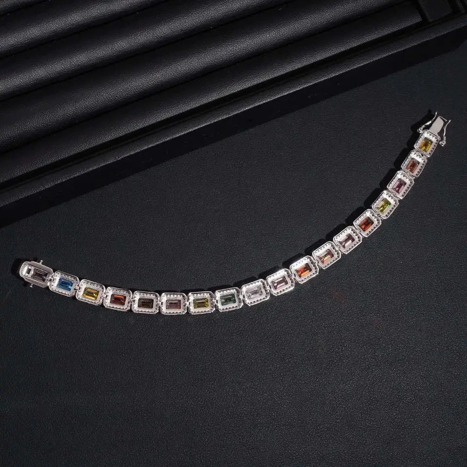 Emerald Cut VVS Color Moissanite Diamond Tennis Bracelet
