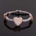 GL Heart Shaped 925 Silver VVS Moissanite Bracelet 3mm Tennis Chain