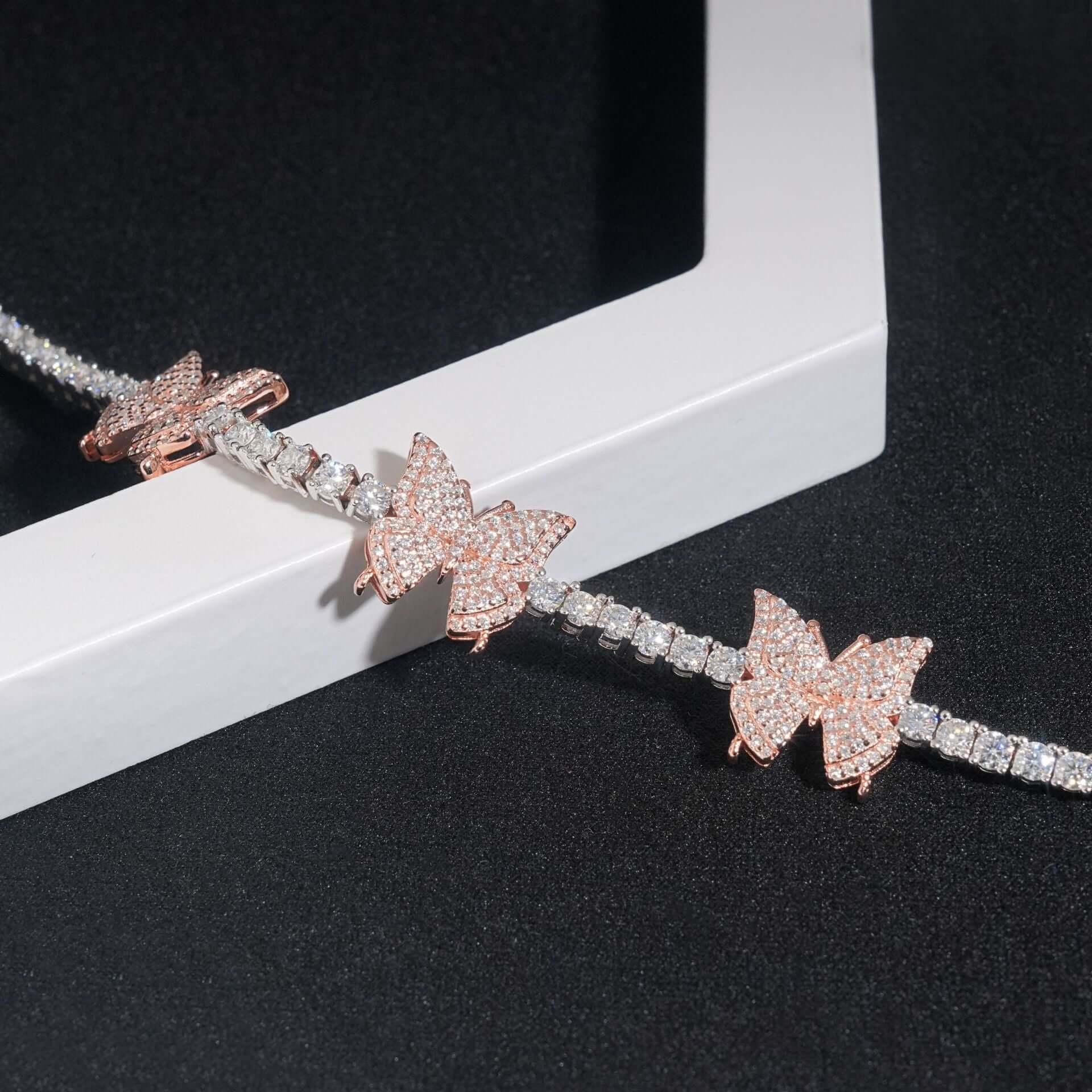 GL Butterfly Iced Out 925 Silver VVS Moissanite Bracelet Tennis Chain