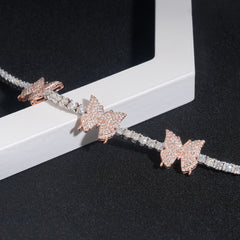 GL Butterfly Iced Out 925 Silver VVS Moissanite Bracelet Tennis Chain