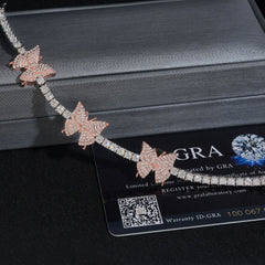 GL Butterfly Iced Out 925 Silver VVS Moissanite Bracelet Tennis Chain