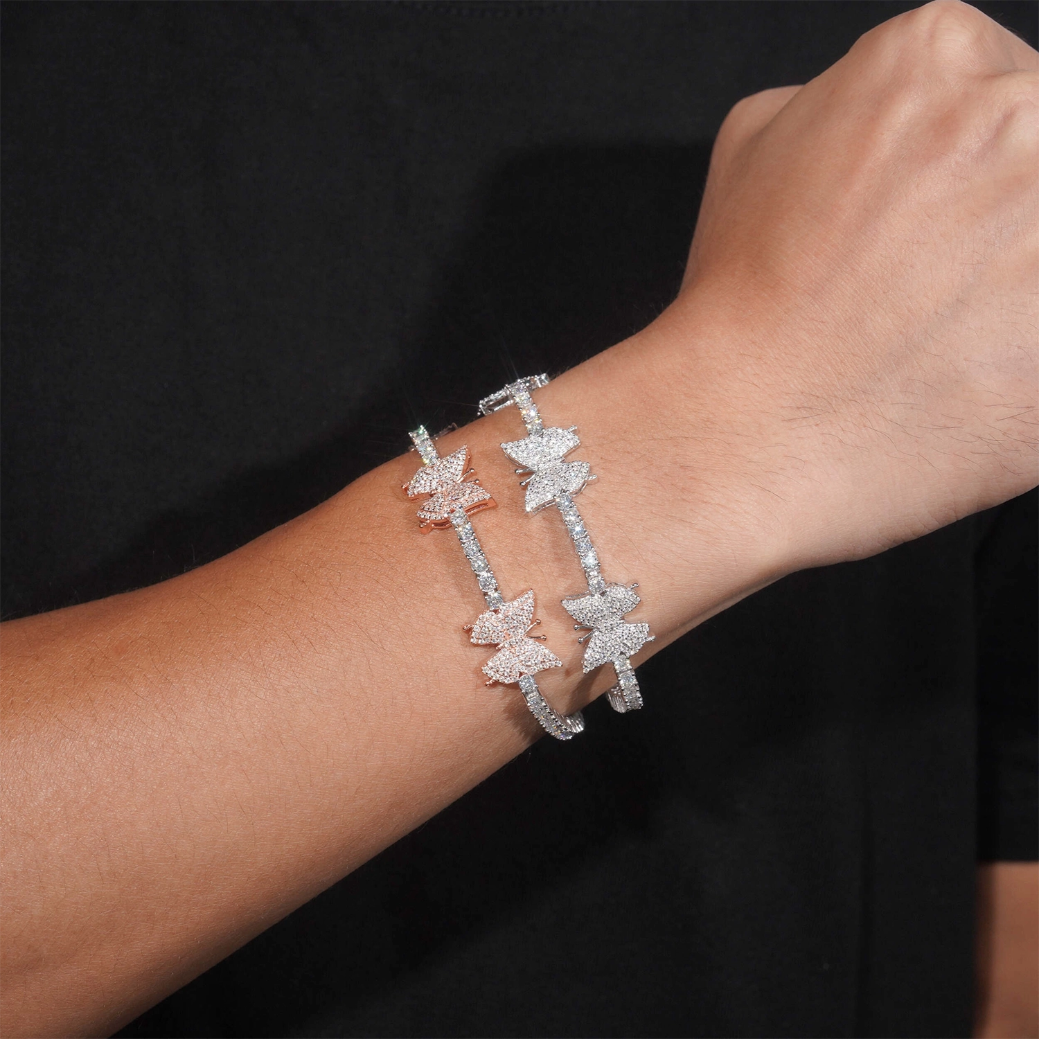 GL Butterfly Iced Out 925 Silver VVS Moissanite Bracelet Tennis Chain Main image