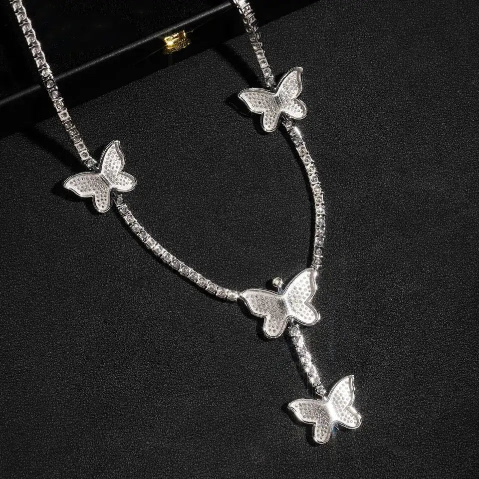 GL Butterfly S925 Silver Moissanite Diamond Tennis Necklace