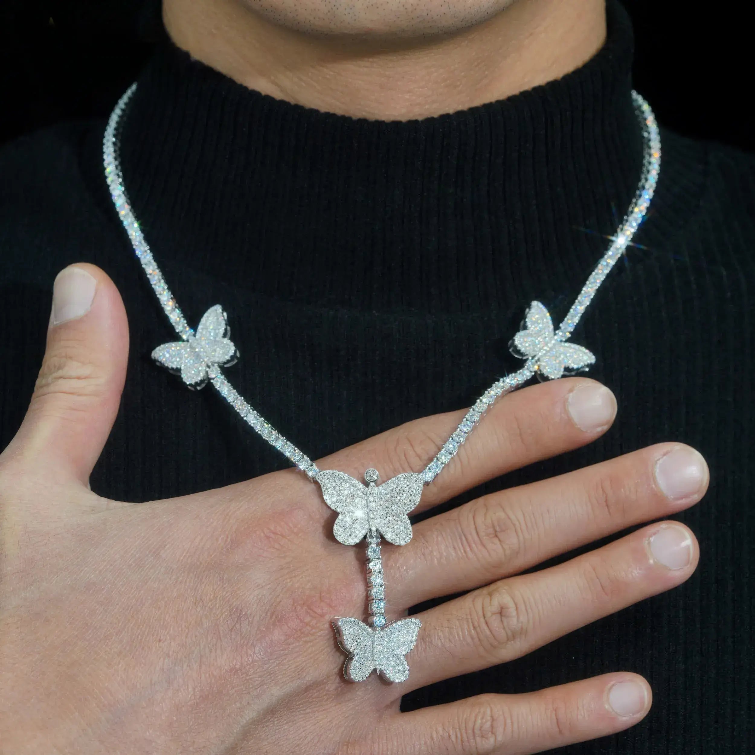 GL Butterfly S925 Silver Moissanite Diamond Tennis Necklace Main image