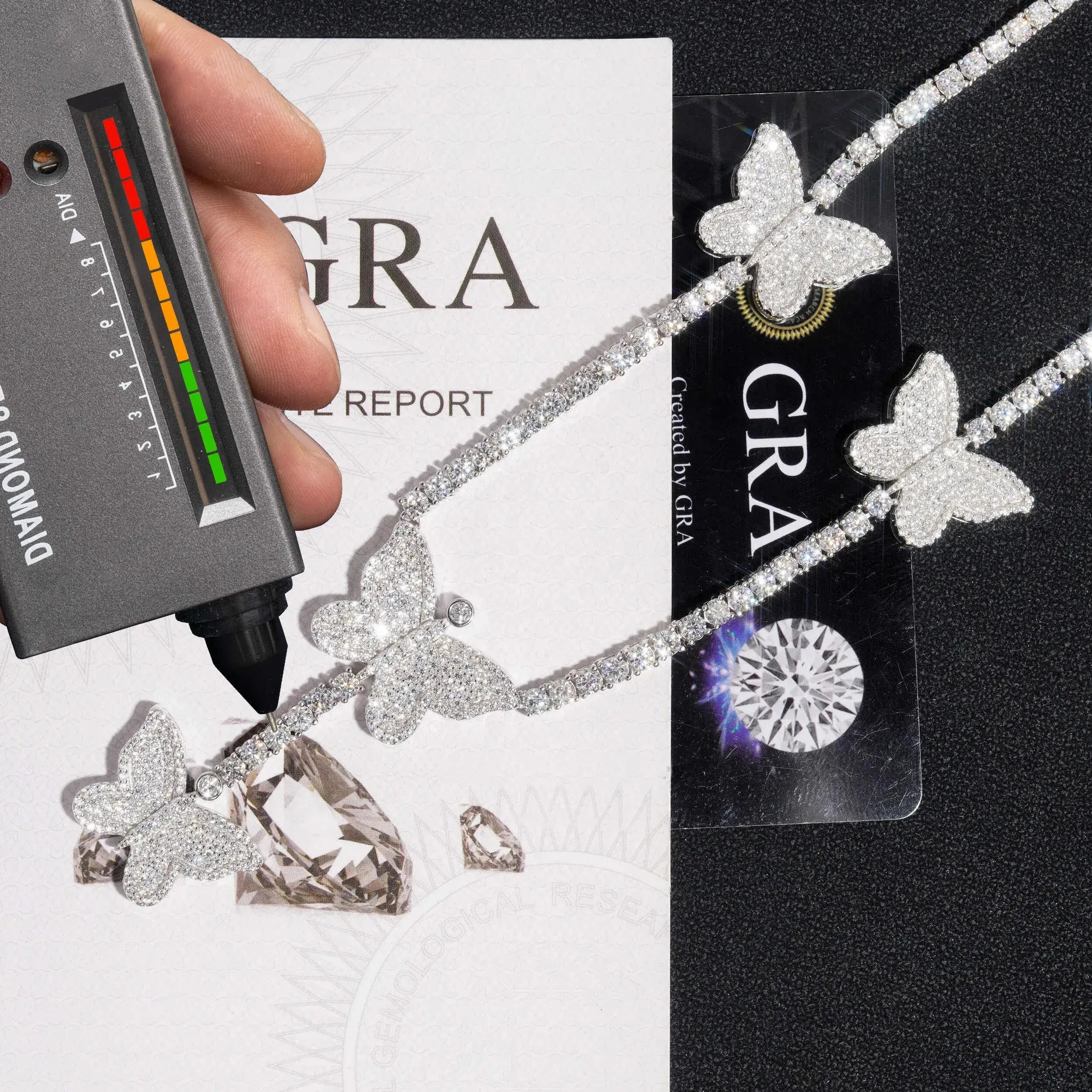 GL Butterfly S925 Silver Moissanite Diamond Tennis Necklace
