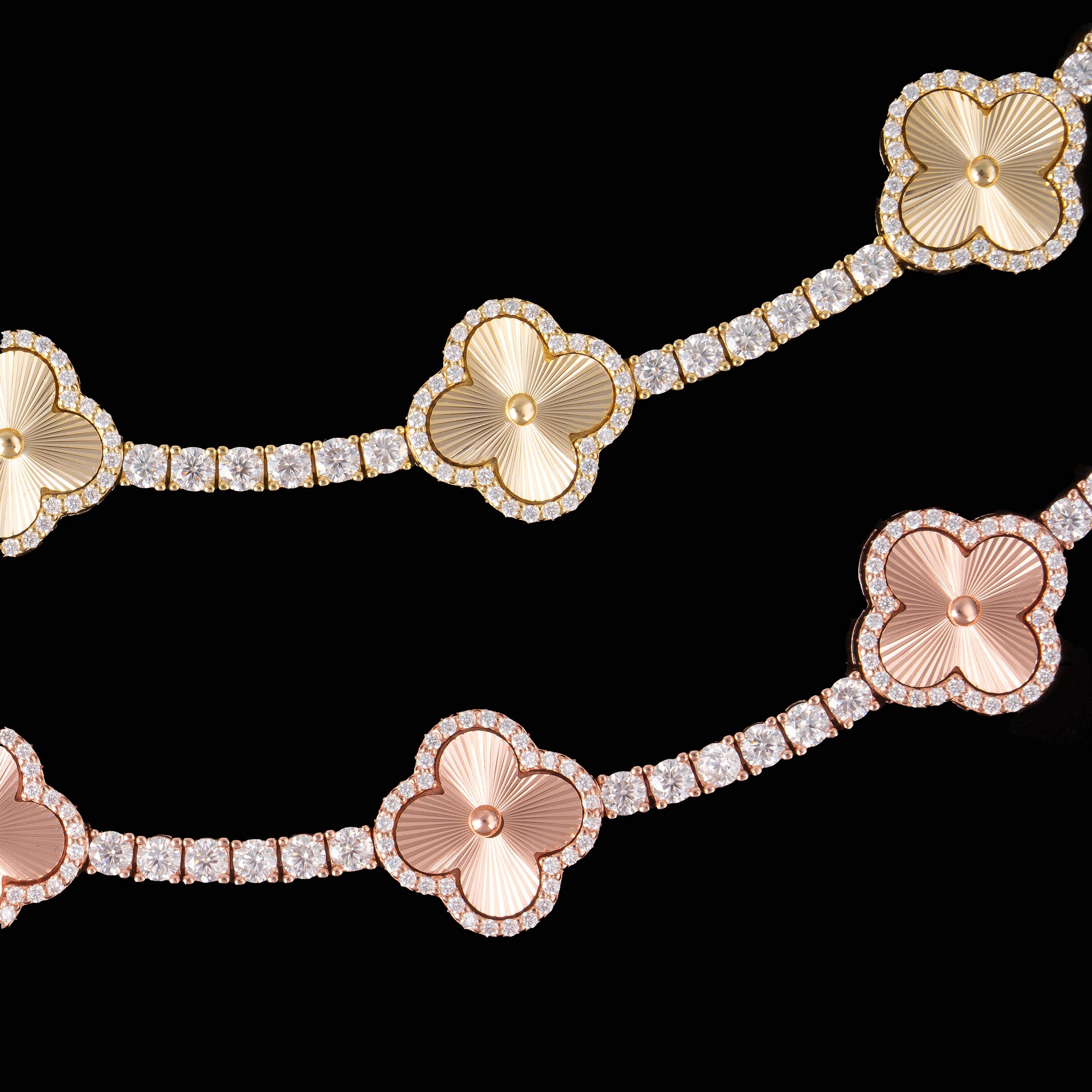 GL Four Leaf Clover 925 Silver Moissanite 3mm Tennis Chain