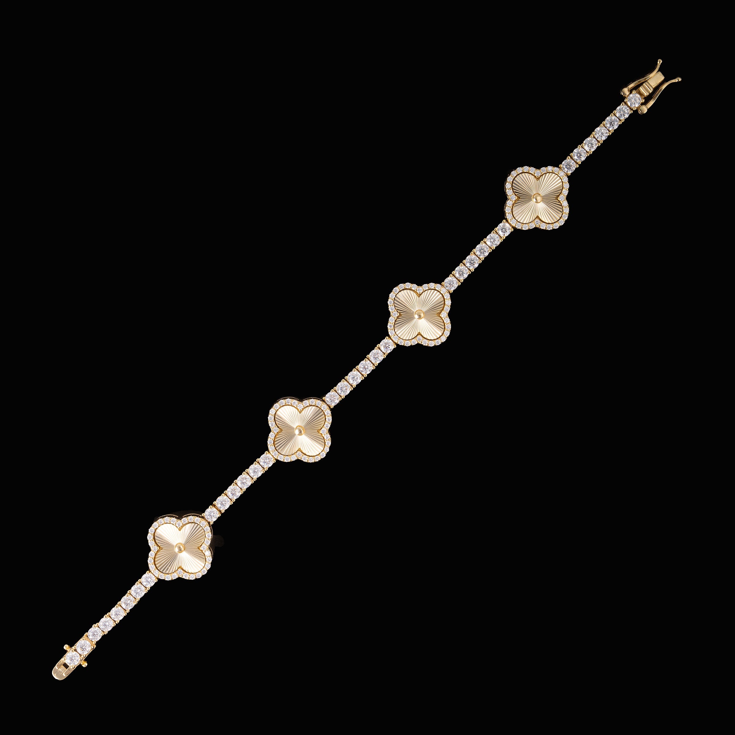 GL Four Leaf Clover 925 Silver Moissanite 3mm Tennis Chain