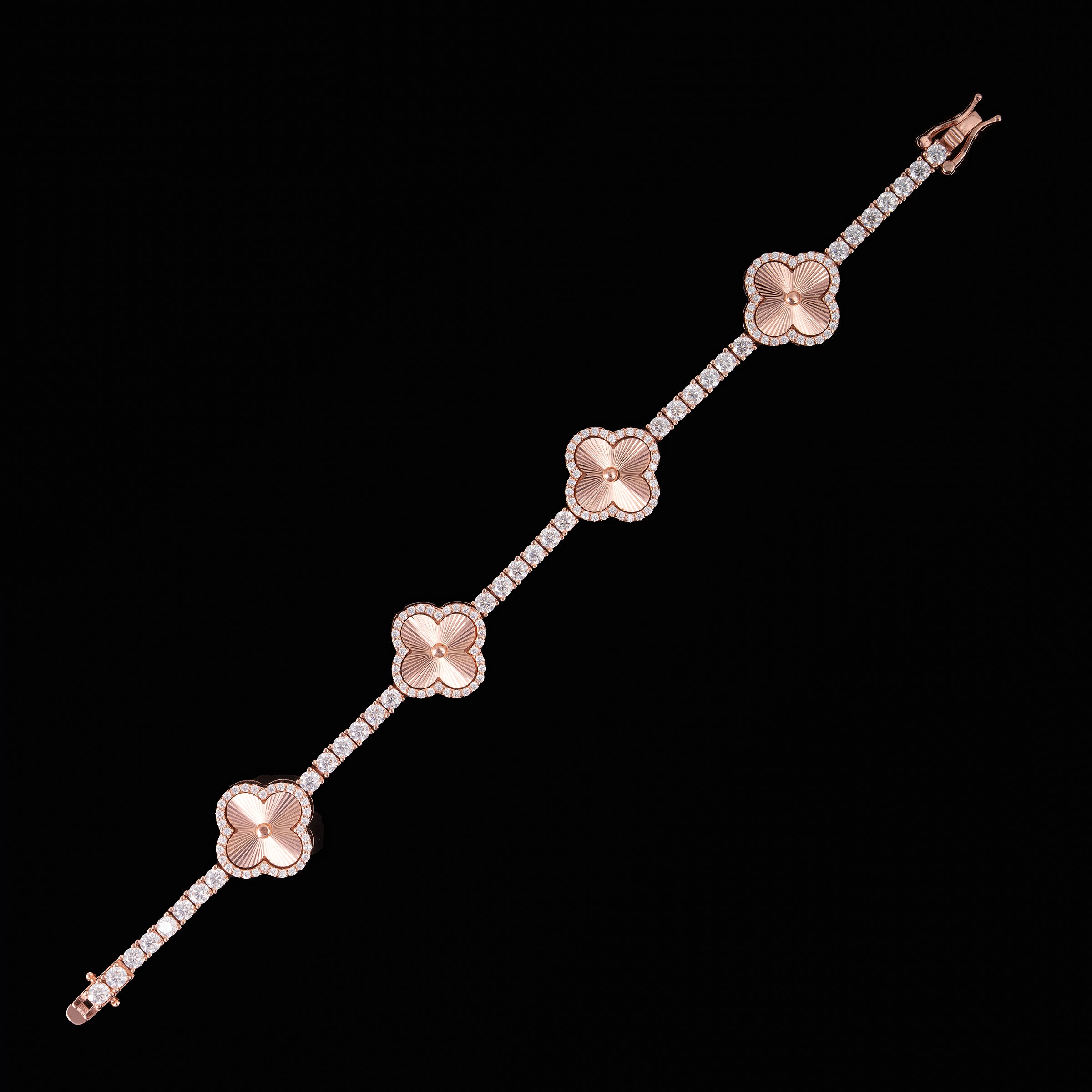 GL Four Leaf Clover 925 Silver Moissanite 3mm Tennis Chain