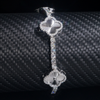 GL Four Leaf Clover 925 Silver Moissanite 3mm Tennis Chain