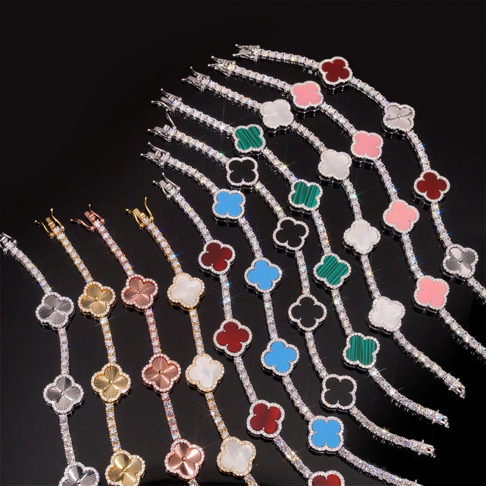 GL Four Leaf Clover 925 Silver Moissanite 3mm Tennis Chain Main image