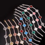 GL Four Leaf Clover 925 Silver Moissanite 3mm Tennis Chain