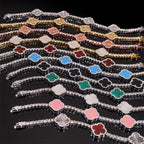 GL Four Leaf Clover 925 Silver Moissanite 3mm Tennis Chain