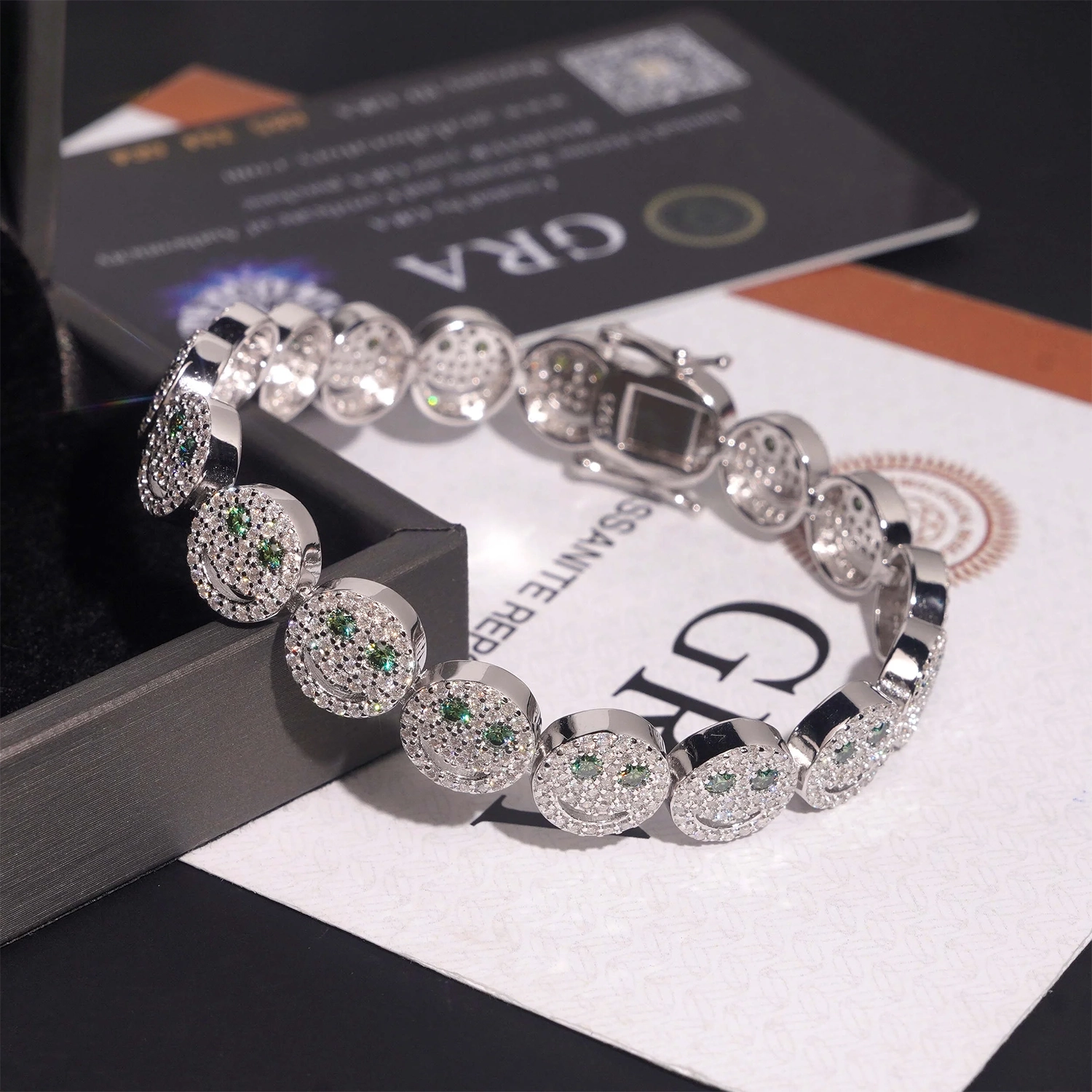 10MM Smiling Face VVS Moissanite Bracelet