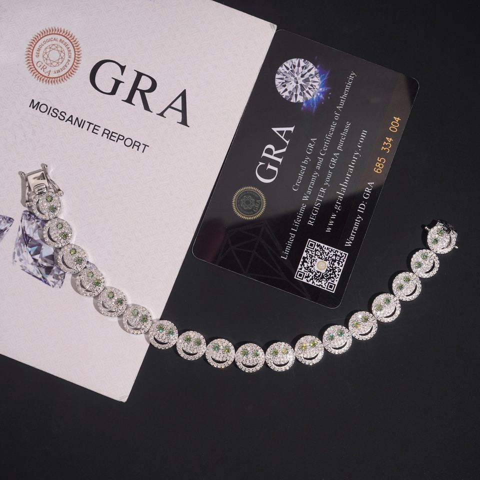 10MM Smiling Face VVS Moissanite Bracelet