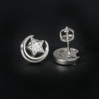 GL  Moon Star Shiny S925 Silver Moissanite Diamond Earrings