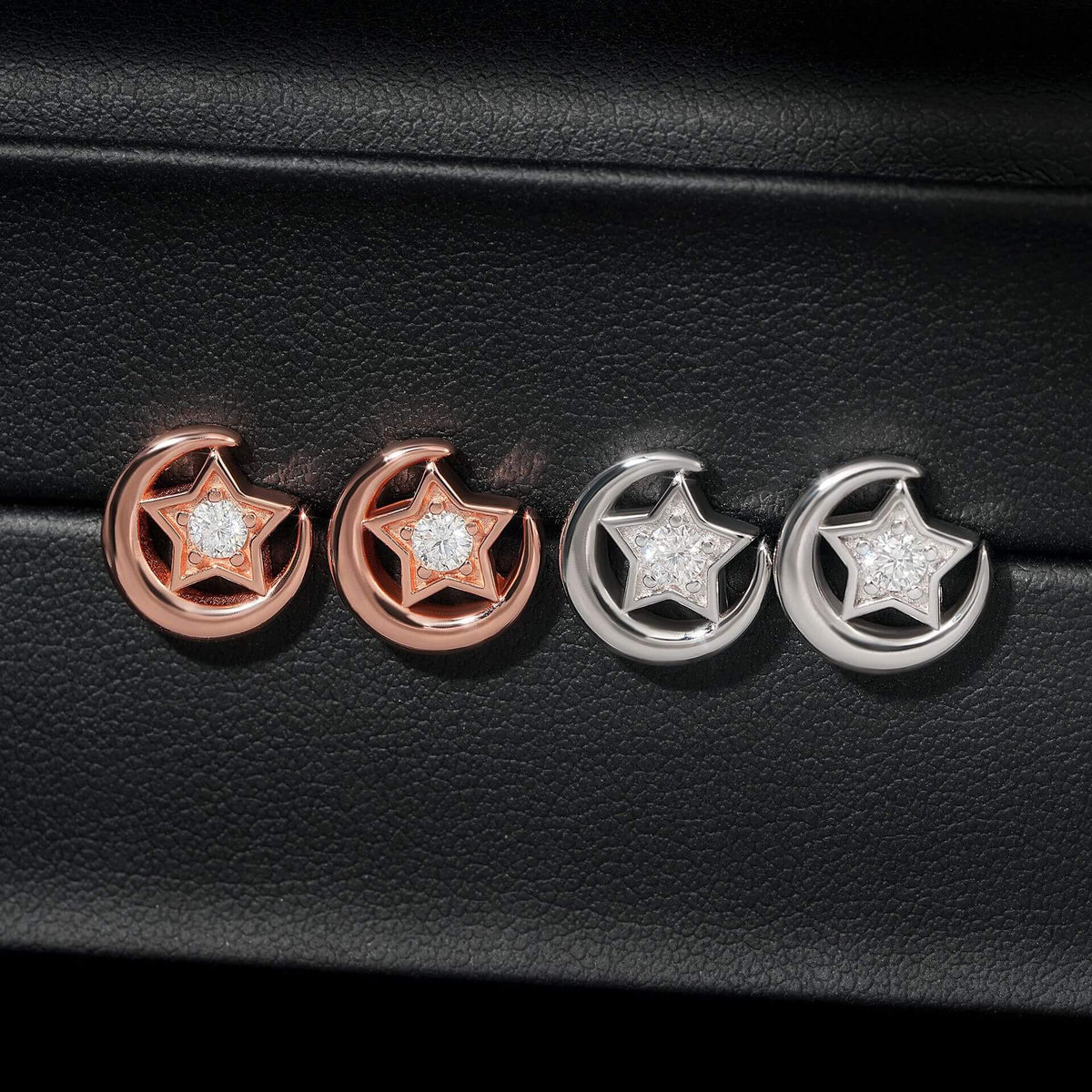 GL  Moon Star Shiny Moissanite Diamond Earrings