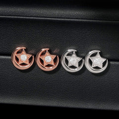 GL  Moon Star Shiny Moissanite Diamond Earrings