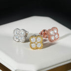GL S925 Silver Moissanite Diamond Clover Stud Earrings