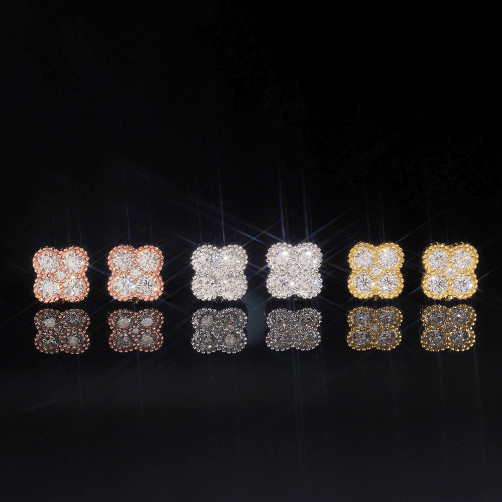 GL S925 Silver Moissanite Diamond Clover Stud Earrings Main image