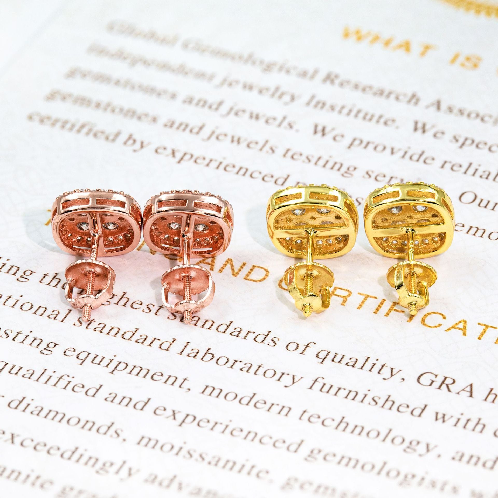 【US 3 Days Delivery】GL 10MM Mico Paved Full Moissanite  lced Out  Cushion Stud Earings