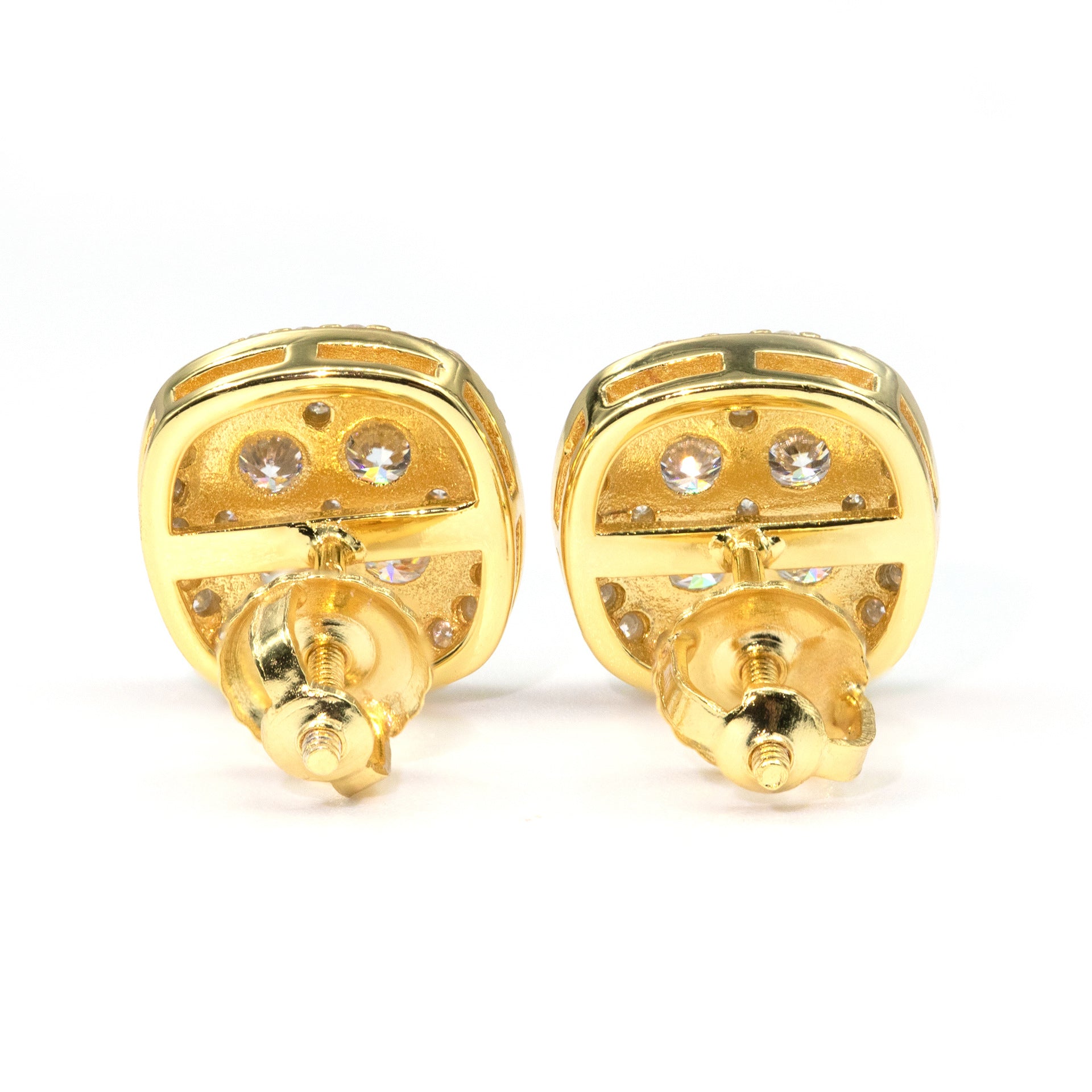 【US 3 Days Delivery】GL 10MM S925 Silver Mico Paved Full Moissanite  lced Out  Cushion Stud Earrings