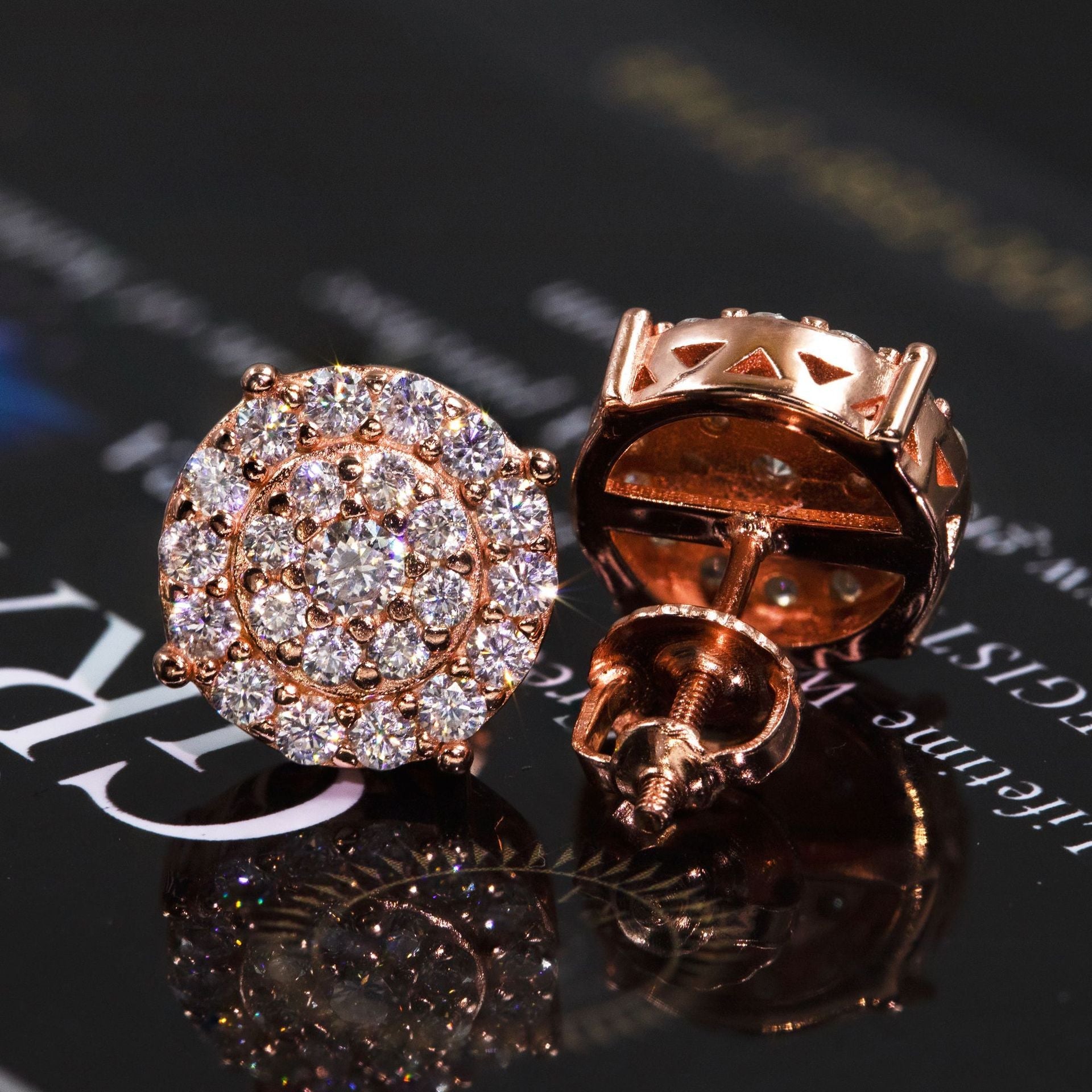 【US 3 Days Delivery】GL 10MM S925 Silver Mico Paved VVS Moissanite Round Stud Earrings Secondary image