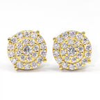 【US 3 Days Delivery】GL 10MM S925 Silver Mico Paved VVS Moissanite Round Stud Earrings