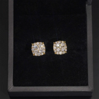 【US 3 Days Delivery】GL 10MM S925 Silver Mico Paved VVS Moissanite Squared Stud Earrings