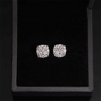 【US 3 Days Delivery】GL 10MM S925 Silver Mico Paved VVS Moissanite Squared Stud Earrings