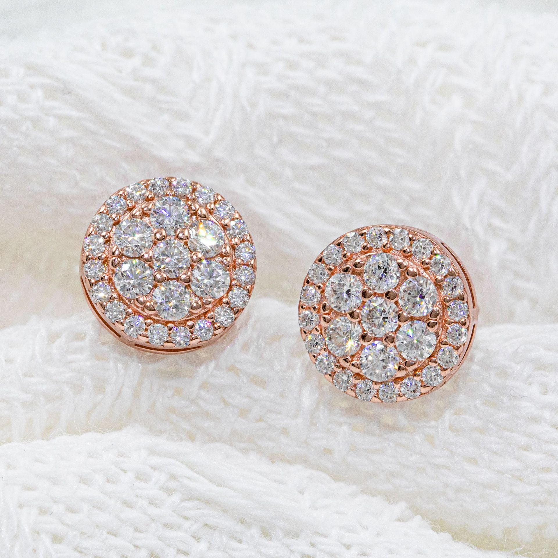 【US 3 Days Delivery】GL 10MM Mico Paved Full Moissanite lced Out  Round Stud Earings