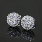 【US 3 Days Delivery】GL 10MM S925 Silver Mico Paved Full Moissanite lced Out  Round Stud Earrings