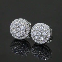 【US 3 Days Delivery】GL 10MM Mico Paved Full Moissanite lced Out  Round Stud Earings