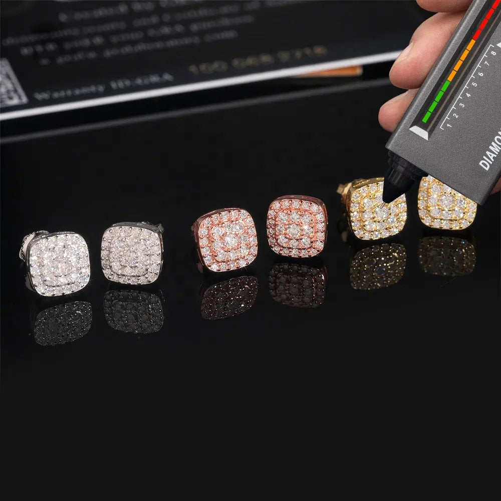 GL 8.2mm Square 925 Silver Moissanite Earrings Secondary image