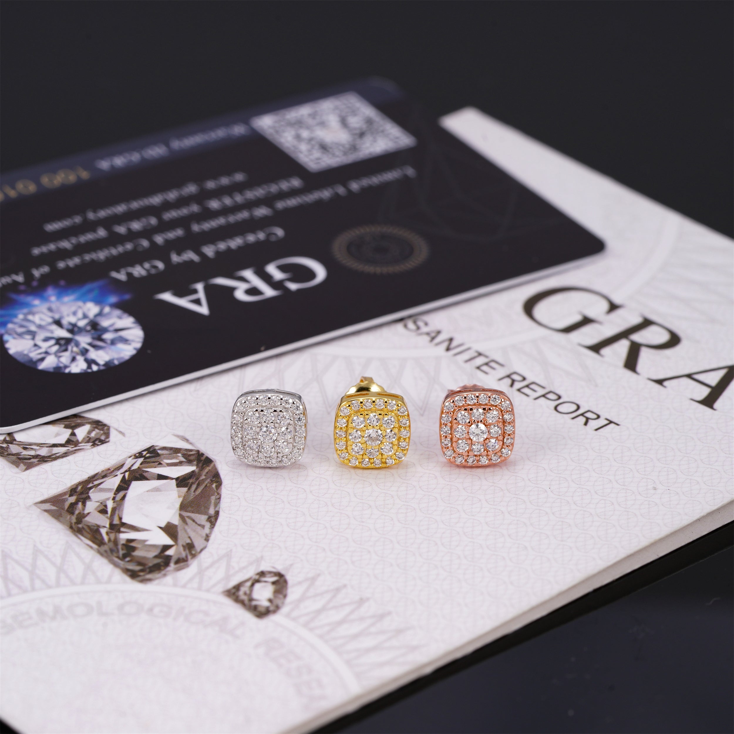 【US 3 Days Delivery】GL 8.2mm Square 925 Silver Moissanite Earrings Secondary image