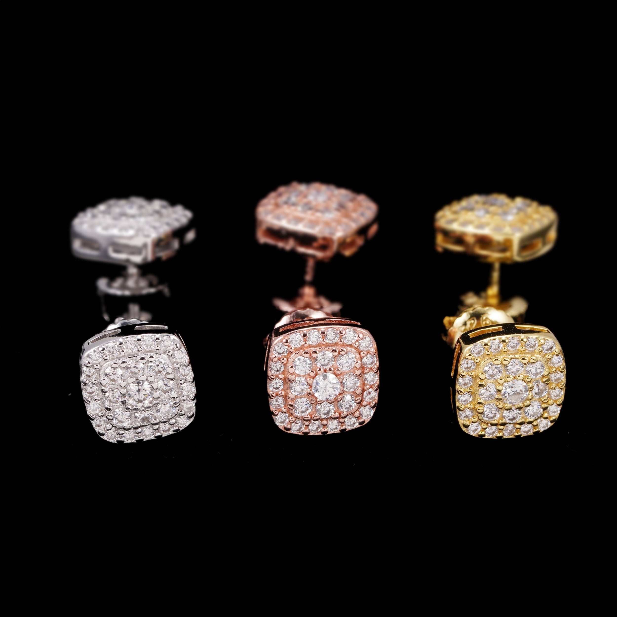 【US 3 Days Delivery】GL 8.2mm Square 925 Silver Moissanite Earrings Main image