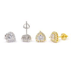 【US 3 Days Delivery】GL 8.5MM VVS Heart Cut Moissanite  lced Out  Stud Earings 16K Gold Plated