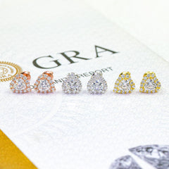 【US 3 Days Delivery】GL 8.5MM VVS Heart Cut Moissanite  lced Out  Stud Earings 16K Gold Plated