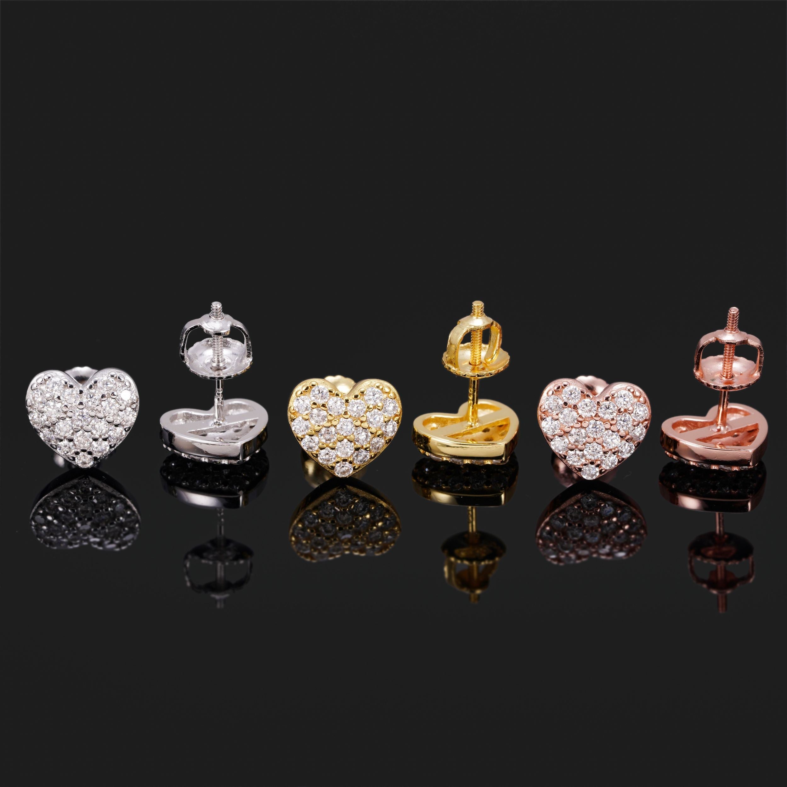 GL 10mm Heart Shaped 925 Silver Moissanite Earrings