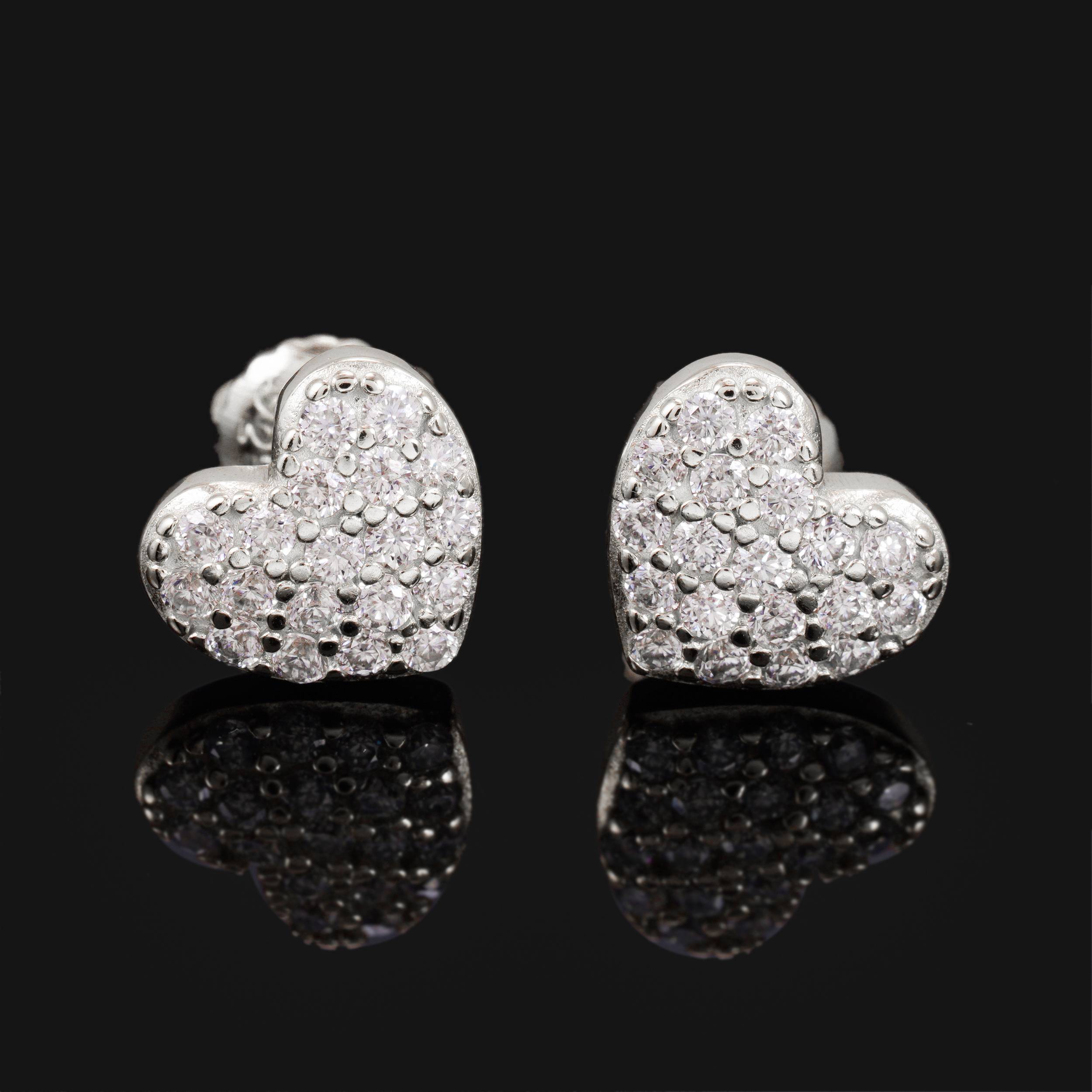 GL 10mm Heart Shaped 925 Silver Moissanite Earrings