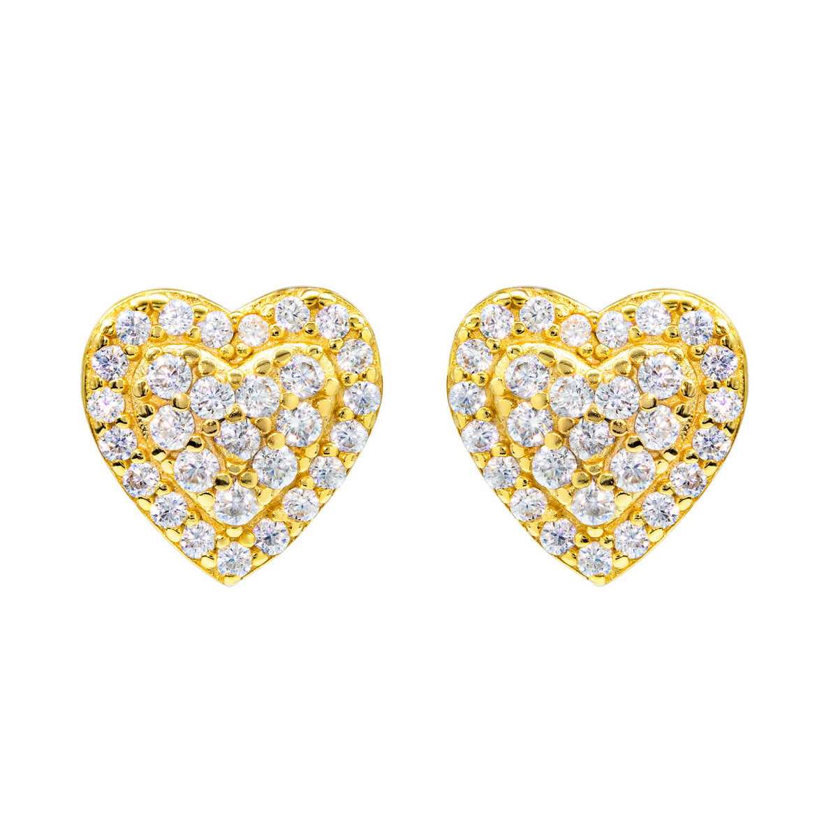 【US 3 Days Delivery】GL 10MM Micro Paved Moissanite lced Out Heart Stud Earings